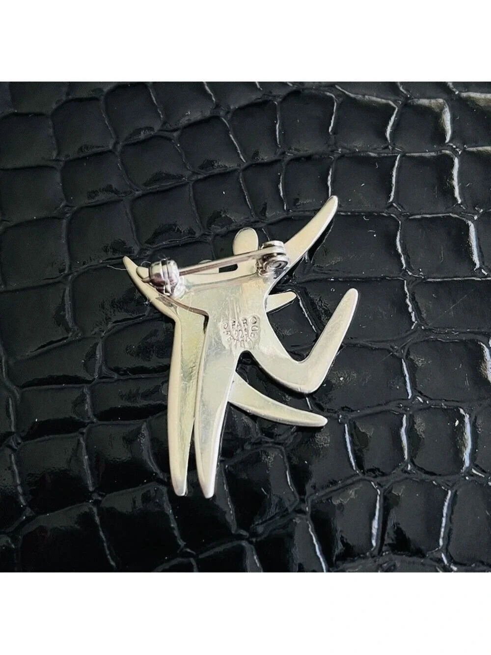 Vintage Far Fetched Dancing People Happy Couple Sterling Modernist Brooc…